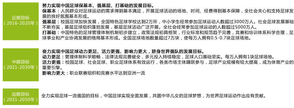 中国足球发展目标